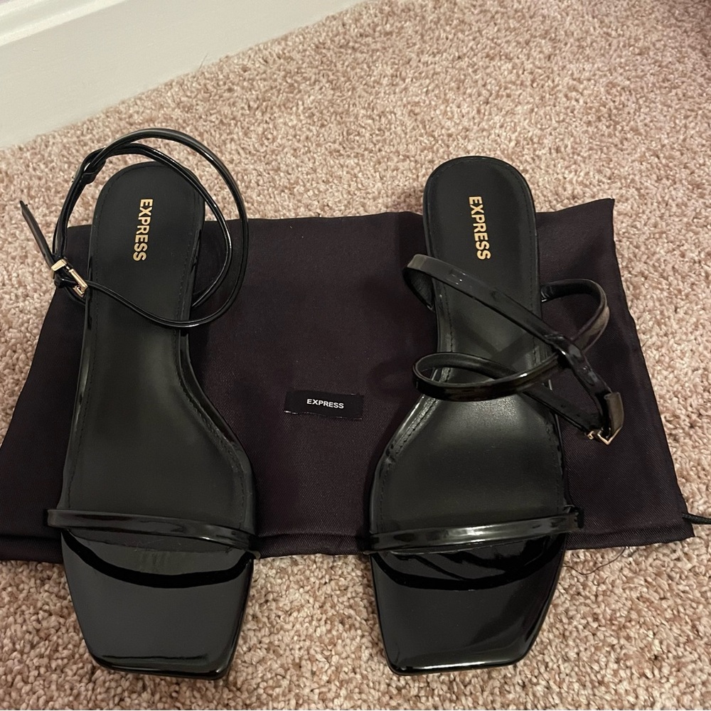 Express Black Heels with Ankle Strap